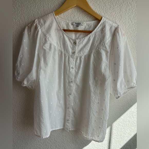 Madewell Tops - Madewell Prose White Cotton Puff Sleeve Size Medium